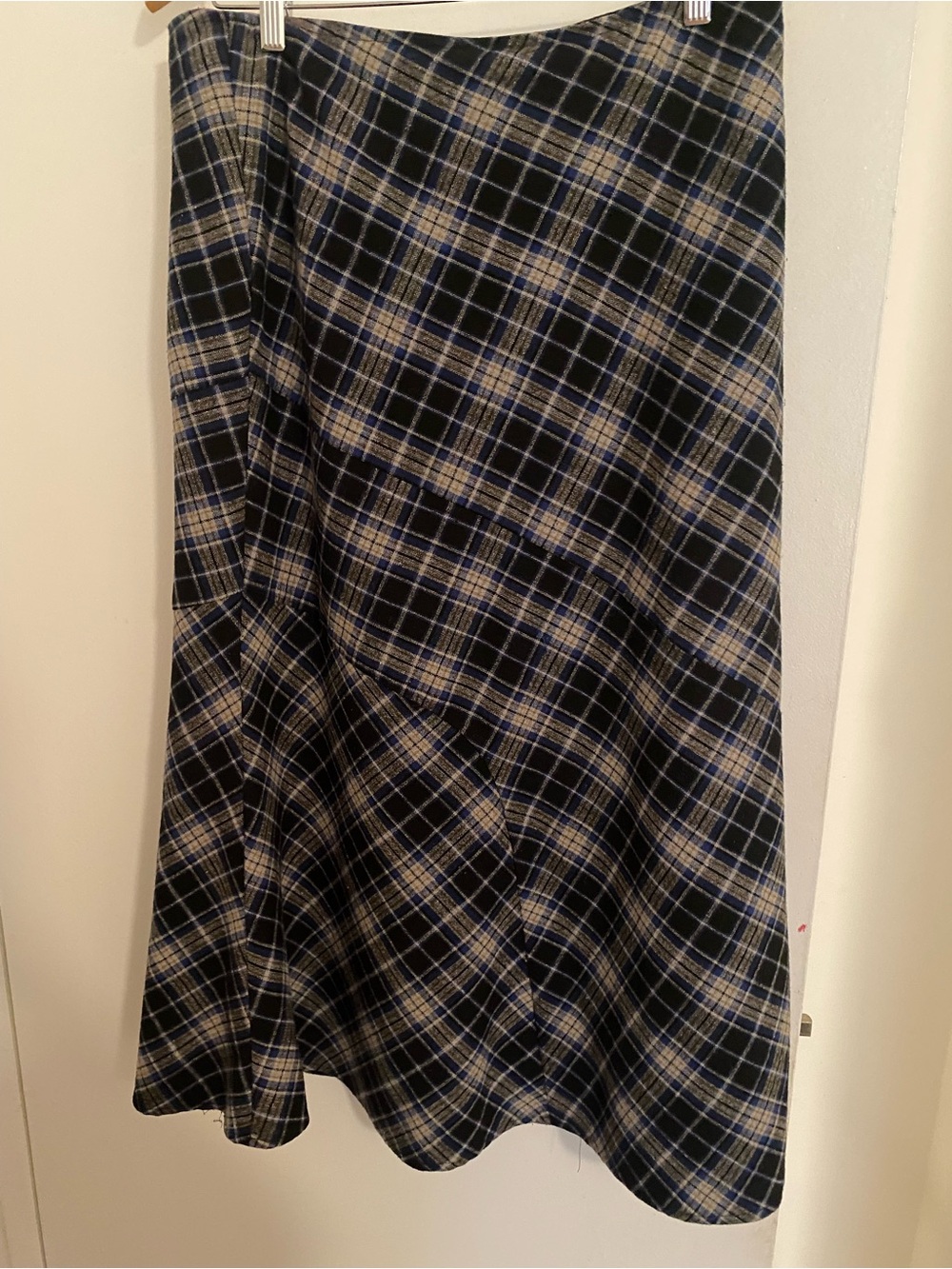 Vintage Kaktus Black and Blue Plaid Mermaid Style Skirt
